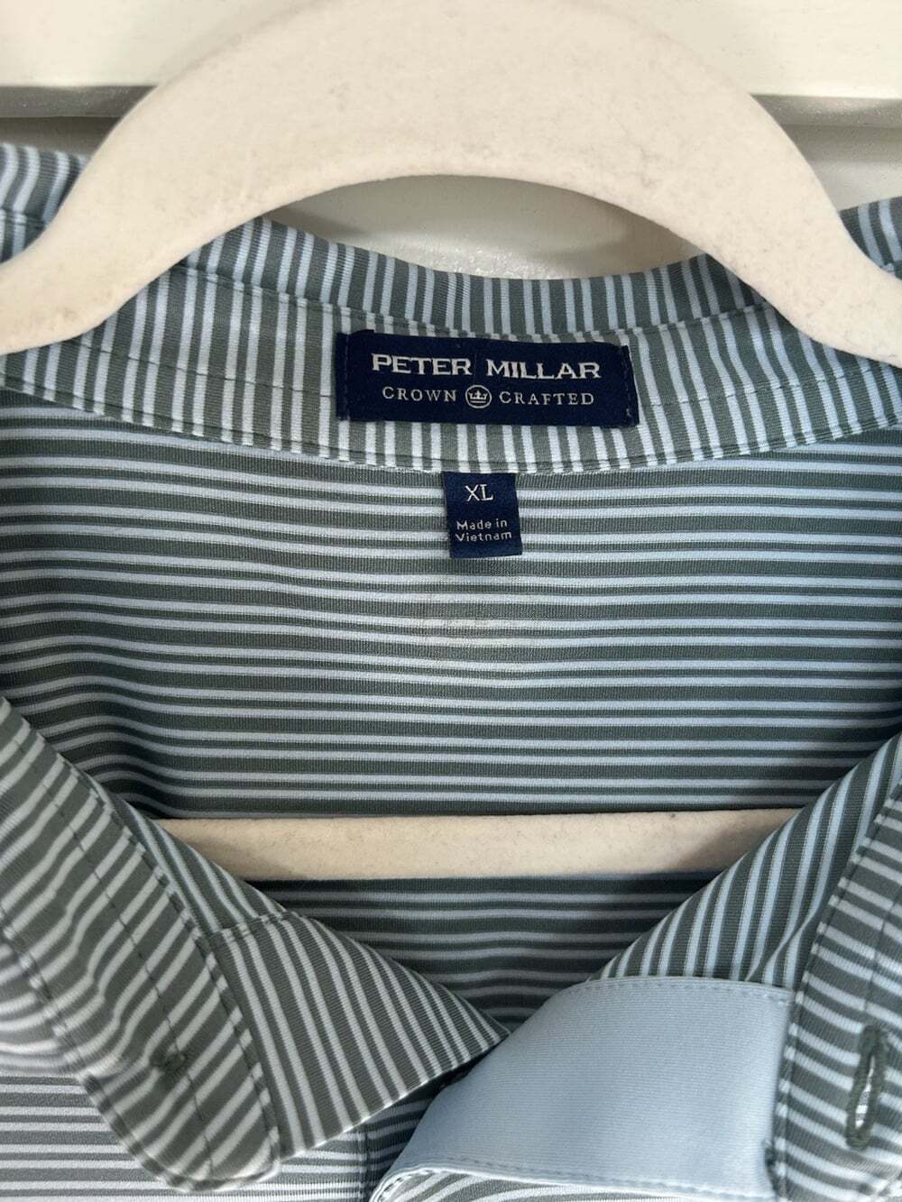 Peter Millar Men's Golf Polo Shirt Size XL Stripe Pattern Crown Crafted Stretch - Picture 2 of 3